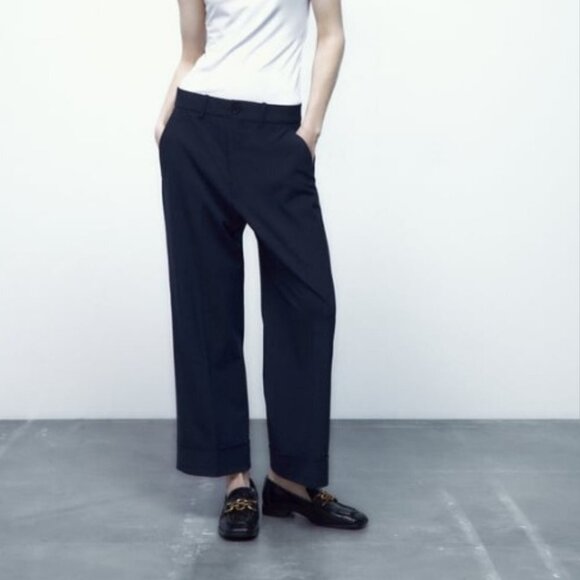 Zara Women's Turn Up Hem Trouser Pants - S - Picture 1 of 6